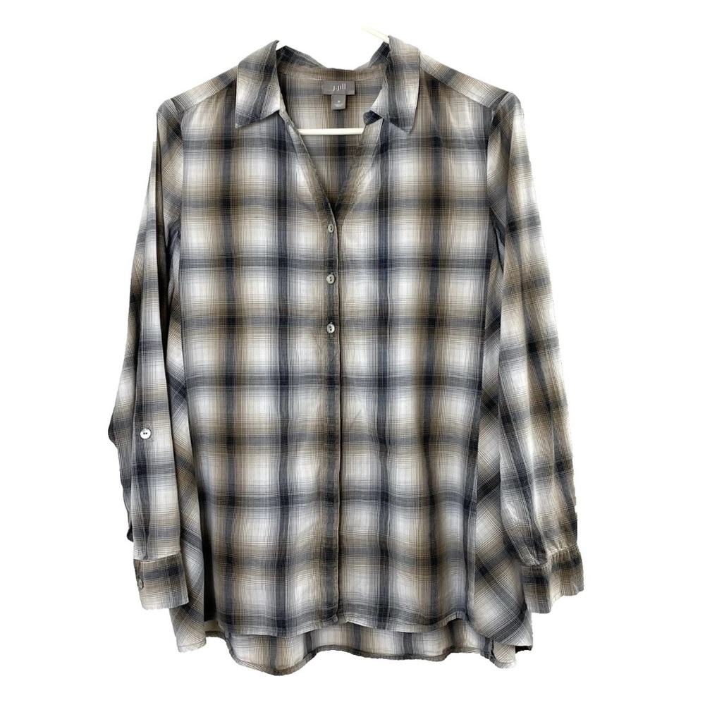 J.Jill Plaid Long Sleeve Blouse - Medium